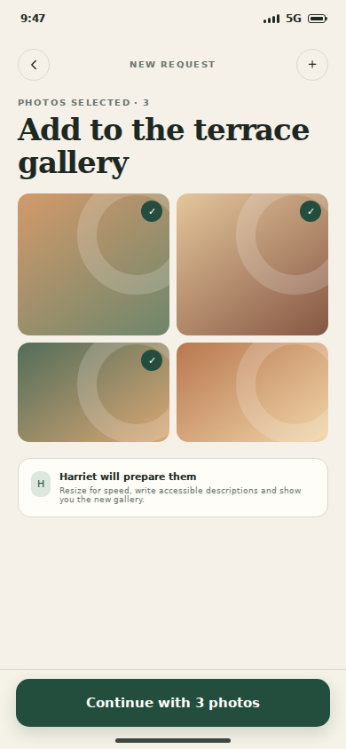 Add photos request