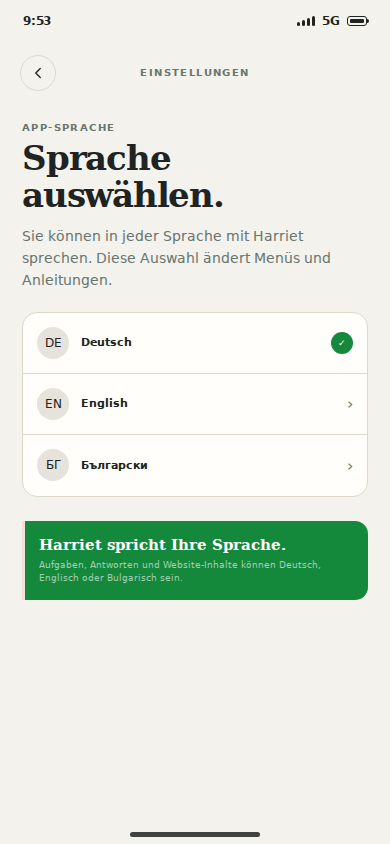 Language selection