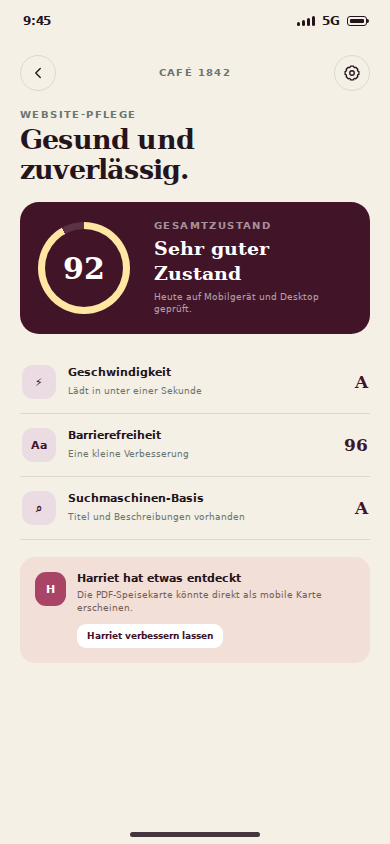 Website health and recommendations