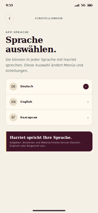Language selection