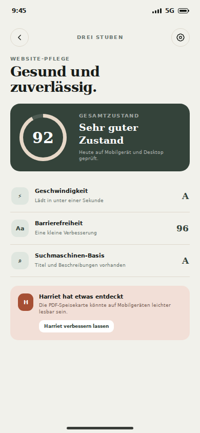 Website health and recommendations