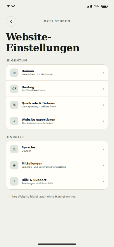 Website ownership settings