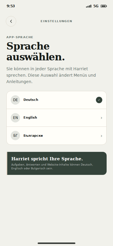 Language selection