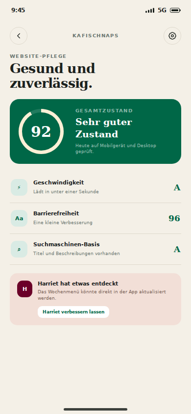 Website health and recommendations