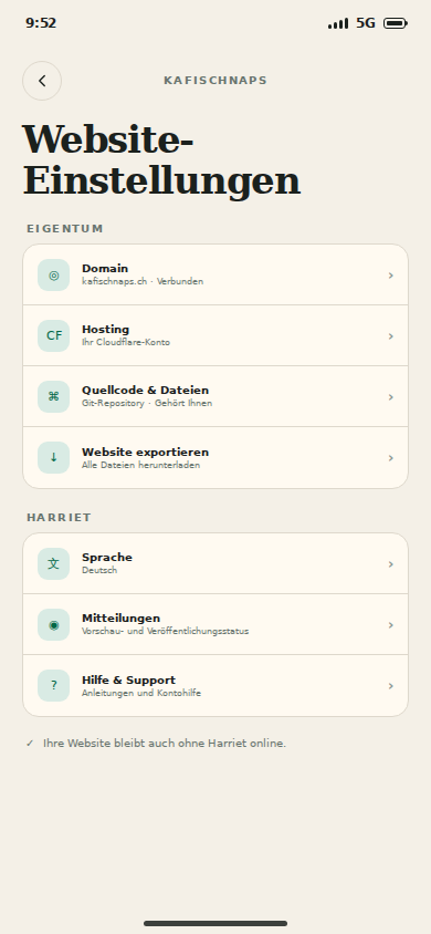 Website ownership settings