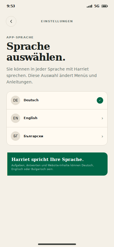 Language selection